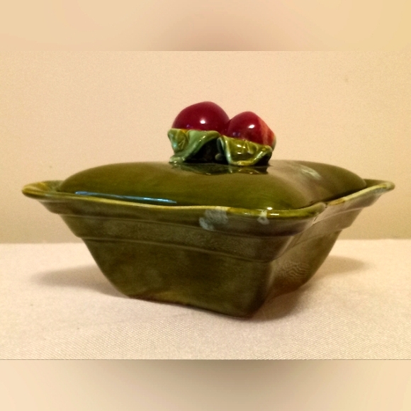 Vintage Wade Of California Green Drip Glazed Square Lidded Dish - Picture 2 of 7